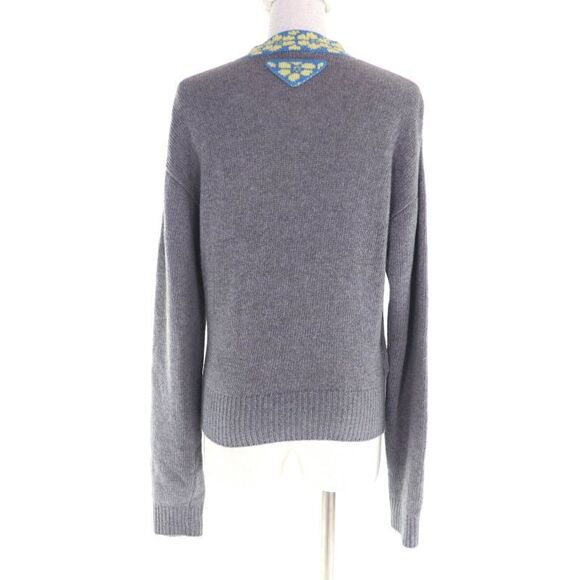 Prada 2021 P24m1t Cashmere Blend Flower Design High Neck Long Sleeves Cropped - Picture 3 of 11
